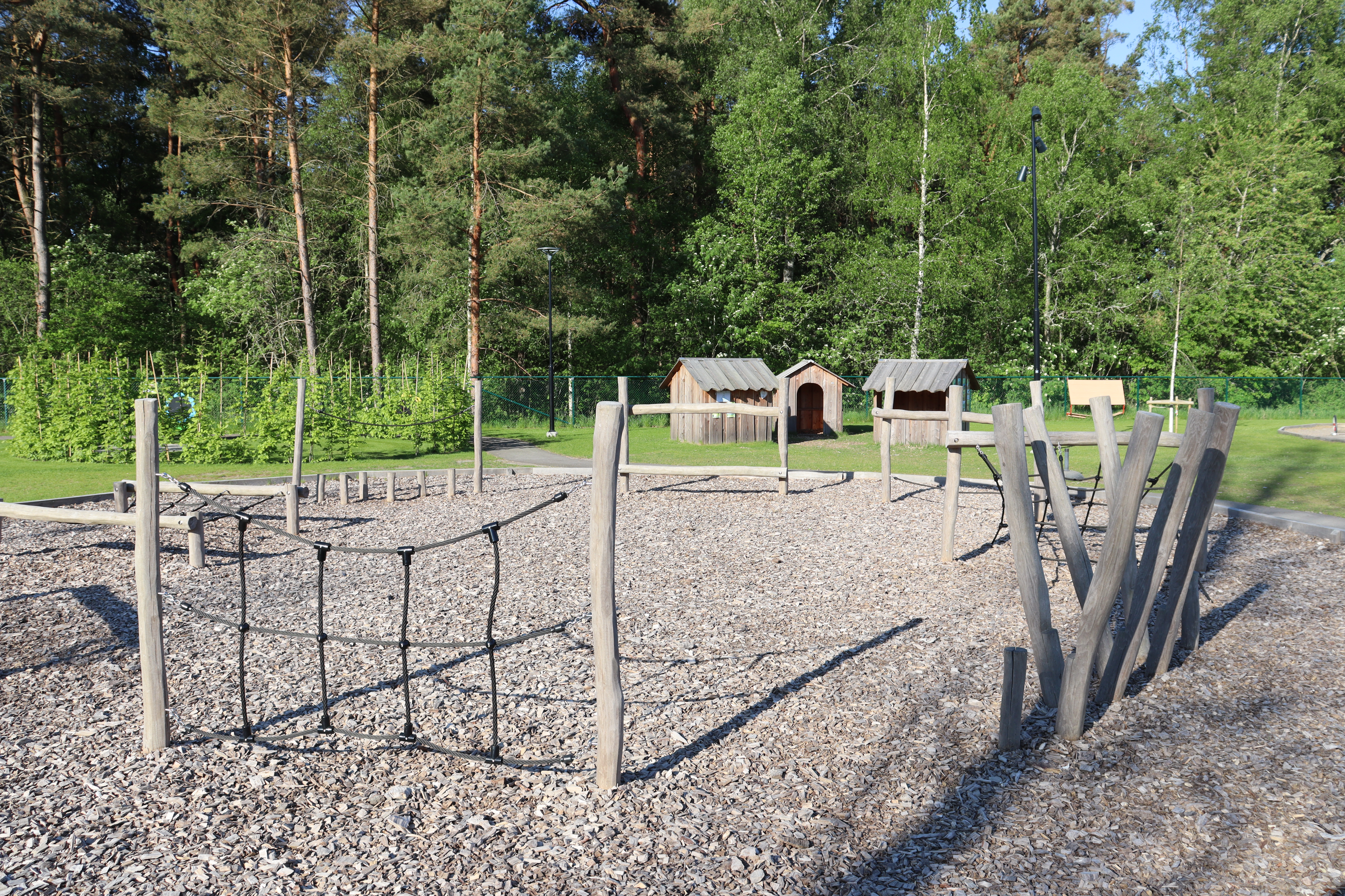 Balansbana med träd i bakgrunden