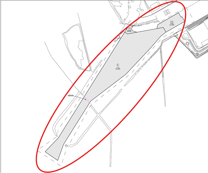 Karta som visar var i yttre hamn vi kommer att muddra.