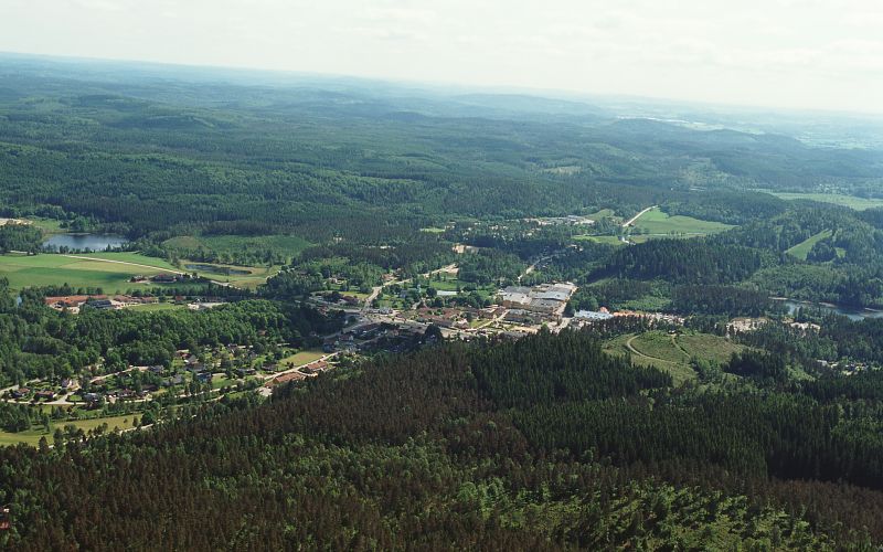 Flygbild över orten Ullared.