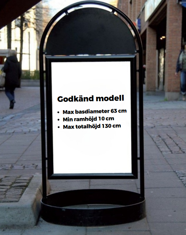 Trottoarpratare i centrum som visar godkänd modell.