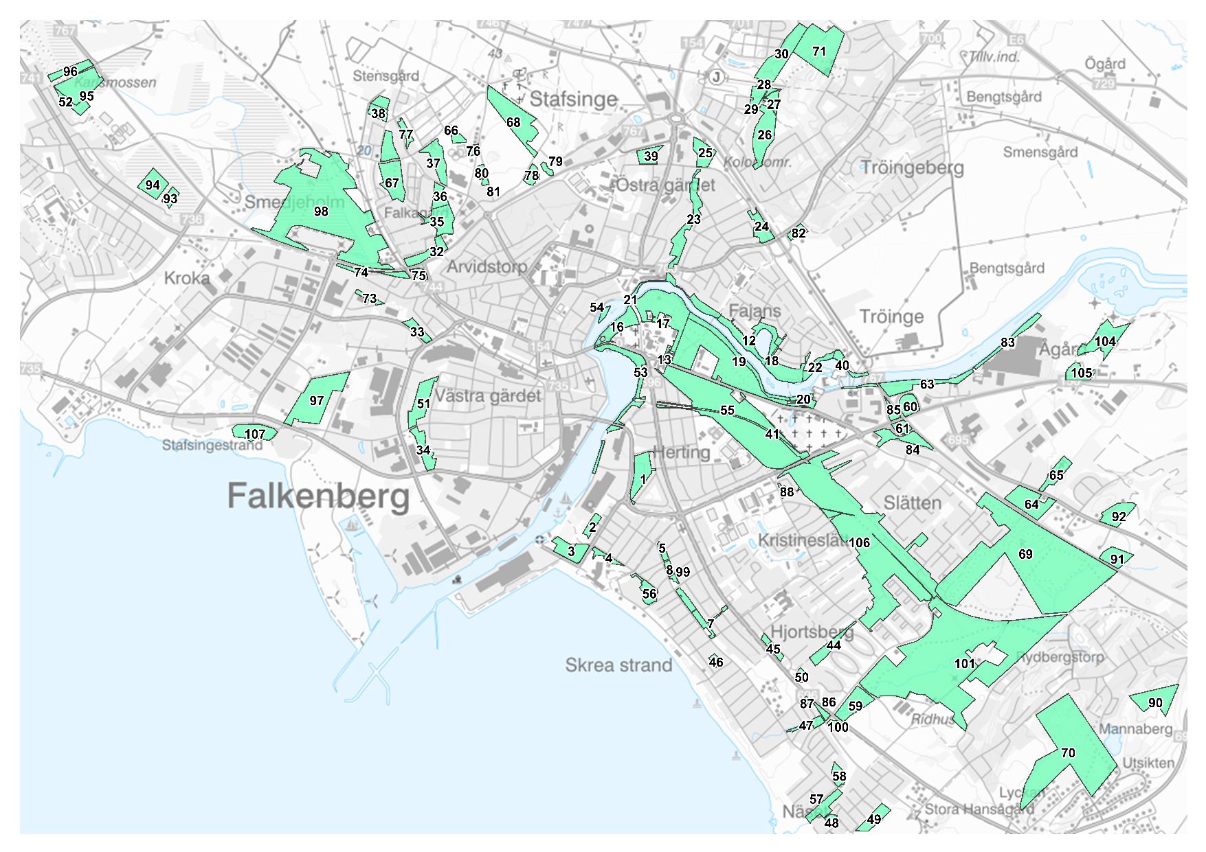 Områden med Tätortsnära natur