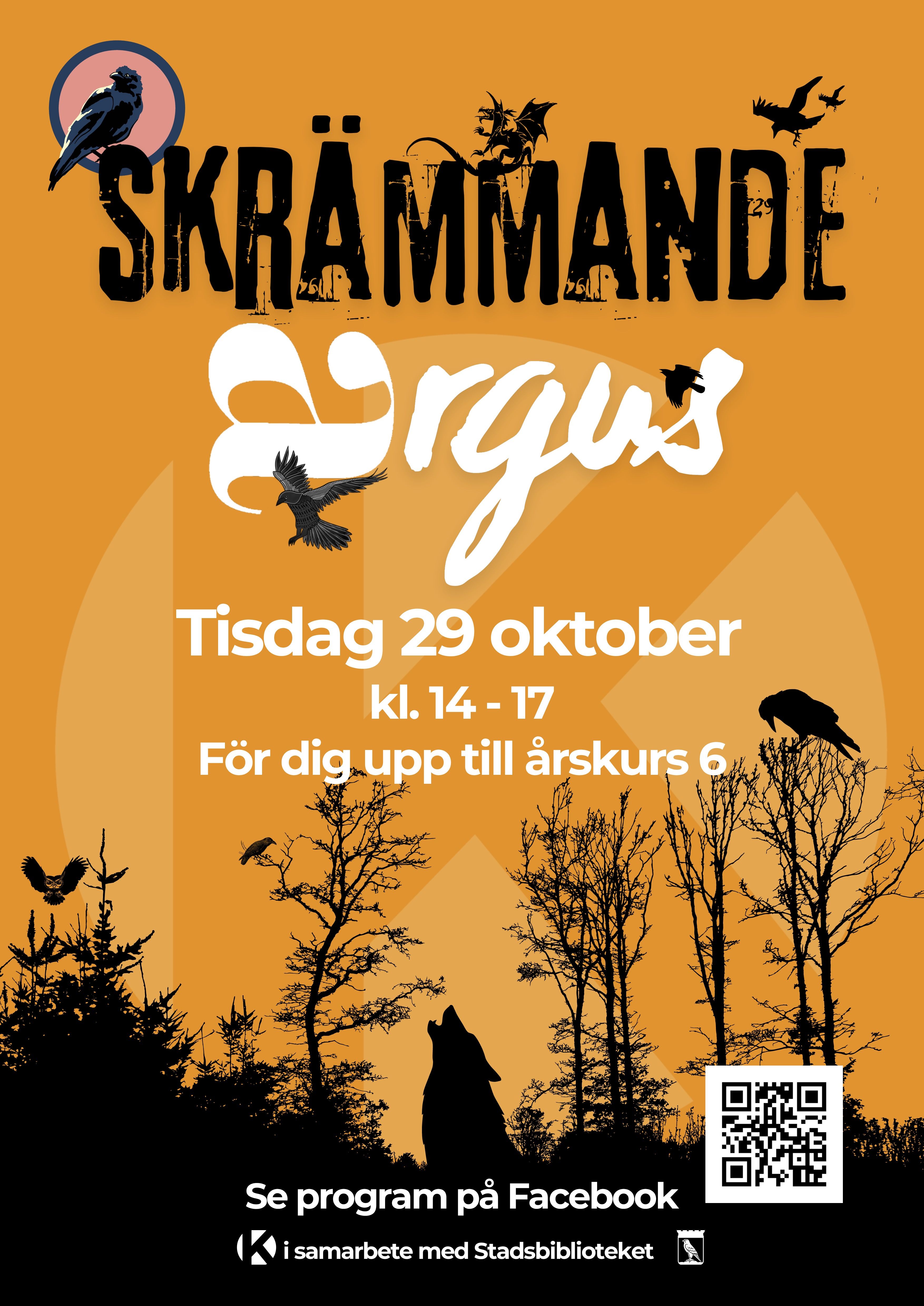 Reklam för skrämmande argus event tisdag 29 oktober kl 14 - 17