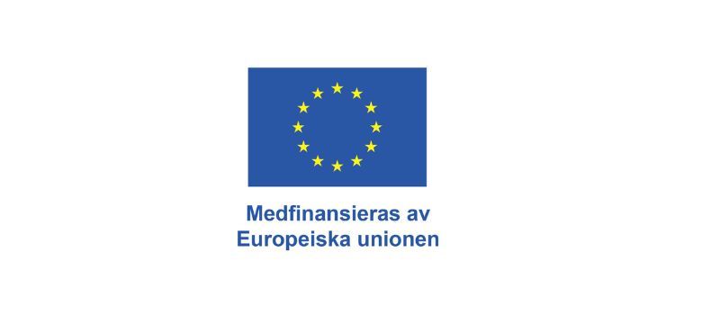 En logotype som består av EUs flagga och texten "medfinansieras av Europeiska unionen"